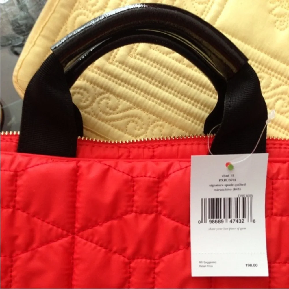 Kate Spade Quilted Bag EUC Signature Spade Quilted Chad Laptop Bag Red Orange
